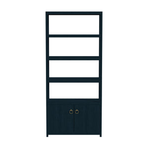Butler Specialty Lark  4- Tier Etagere Bookcase Cabinet XRT Navy Blue Acacia Wood -MDF -Acacia Veneer ( For natural- PINE vs Acacia) 5674291-BUTLER