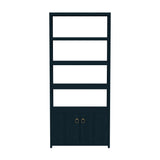 Butler Specialty Lark  4- Tier Etagere Bookcase Cabinet XRT Navy Blue Acacia Wood -MDF -Acacia Veneer ( For natural- PINE vs Acacia) 5674291-BUTLER