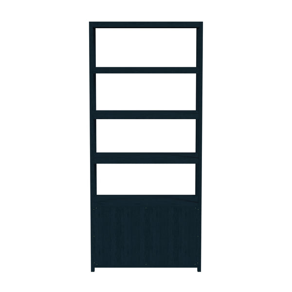 Butler Specialty Lark  4- Tier Etagere Bookcase Cabinet XRT Navy Blue Acacia Wood -MDF -Acacia Veneer ( For natural- PINE vs Acacia) 5674291-BUTLER