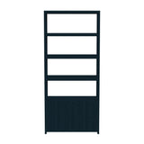 Butler Specialty Lark  4- Tier Etagere Bookcase Cabinet XRT Navy Blue Acacia Wood -MDF -Acacia Veneer ( For natural- PINE vs Acacia) 5674291-BUTLER