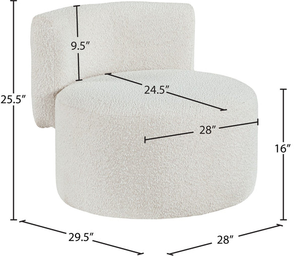 Como Boucle Fabric / Wood / Foam Contemporary Cream Boucle Fabric Accent Chair - 28" W x 29.5" D x 25.5" H