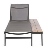 Noble House Waterloo Outdoor Mesh and Aluminum Chaise Lounge with Side Table, Gray