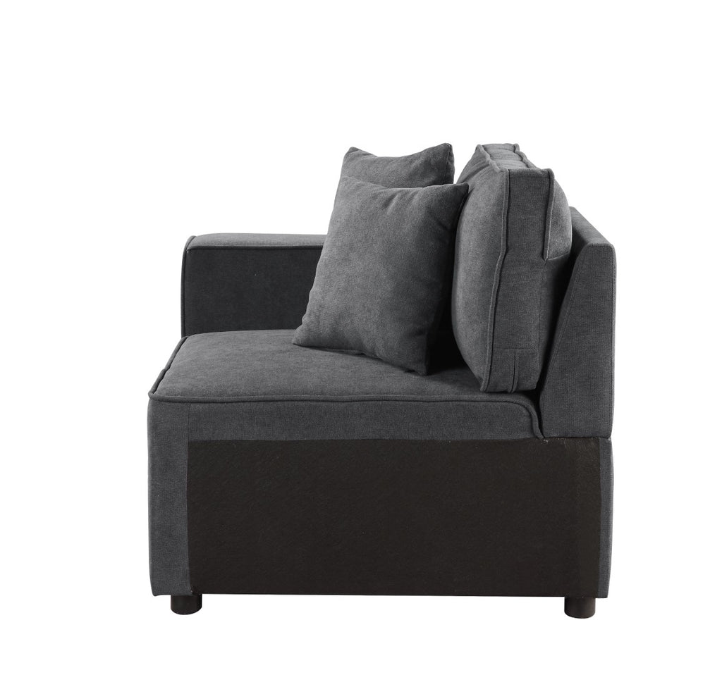 Silvester Contemporary Modular Left Facing Chair with 2 Pillows Gray Fabric(#HG-33) 56871-ACME