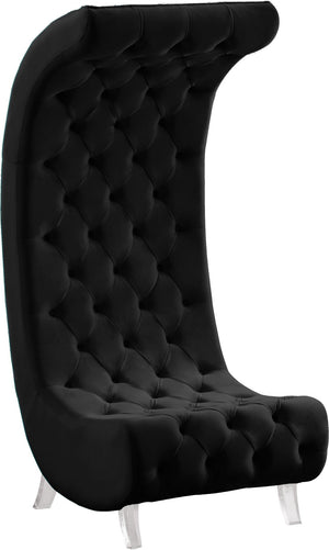 Crescent Acrylic / Velvet / Wood Contemporary Black Velvet Accent Chair - 31" W x 34" D x 70" H