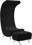 Crescent Acrylic / Velvet / Wood Contemporary Black Velvet Accent Chair - 31" W x 34" D x 70" H