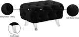 Crescent Velvet / Wood / Acrylic Contemporary Black Velvet Ottoman - 30" W x 18" D x 18" H