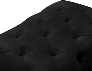 Crescent Velvet / Wood / Acrylic Contemporary Black Velvet Ottoman - 30" W x 18" D x 18" H