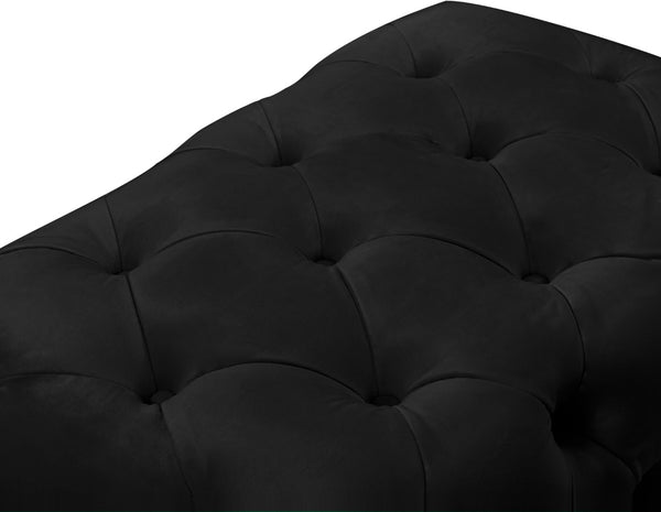 Crescent Velvet / Wood / Acrylic Contemporary Black Velvet Ottoman - 30" W x 18" D x 18" H