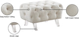 Crescent Velvet / Wood / Acrylic Contemporary Cream Velvet Ottoman - 30" W x 18" D x 18" H