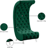 Crescent Velvet / Wood / Acrylic Contemporary Green Velvet Accent Chair - 31" W x 34" D x 70" H