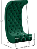 Crescent Velvet / Wood / Acrylic Contemporary Green Velvet Accent Chair - 31" W x 34" D x 70" H