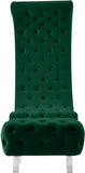 Crescent Velvet / Wood / Acrylic Contemporary Green Velvet Accent Chair - 31" W x 34" D x 70" H