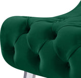 Crescent Velvet / Wood / Acrylic Contemporary Green Velvet Accent Chair - 31" W x 34" D x 70" H