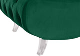 Crescent Velvet / Wood / Acrylic Contemporary Green Velvet Accent Chair - 31" W x 34" D x 70" H