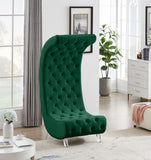 Crescent Velvet / Wood / Acrylic Contemporary Green Velvet Accent Chair - 31" W x 34" D x 70" H