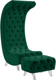 Crescent Velvet / Wood / Acrylic Contemporary Green Velvet Accent Chair - 31" W x 34" D x 70" H