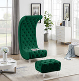 Crescent Velvet / Wood / Acrylic Contemporary Green Velvet Accent Chair - 31" W x 34" D x 70" H