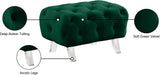 Crescent Velvet / Wood / Acrylic Contemporary Green Velvet Ottoman - 30" W x 18" D x 18" H