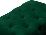 Crescent Velvet / Wood / Acrylic Contemporary Green Velvet Ottoman - 30" W x 18" D x 18" H