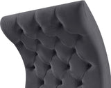 Crescent Velvet / Wood / Acrylic Contemporary Grey Velvet Accent Chair - 31" W x 34" D x 70" H