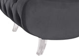 Crescent Velvet / Wood / Acrylic Contemporary Grey Velvet Accent Chair - 31" W x 34" D x 70" H