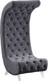 Crescent Velvet / Wood / Acrylic Contemporary Grey Velvet Accent Chair - 31" W x 34" D x 70" H