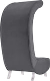 Crescent Velvet / Wood / Acrylic Contemporary Grey Velvet Accent Chair - 31" W x 34" D x 70" H