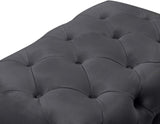 Crescent Velvet / Wood / Acrylic Contemporary Grey Velvet Ottoman - 30" W x 18" D x 18" H