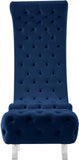 Crescent Velvet / Wood / Acrylic Contemporary Navy Velvet Accent Chair - 31" W x 34" D x 70" H