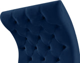 Crescent Velvet / Wood / Acrylic Contemporary Navy Velvet Accent Chair - 31" W x 34" D x 70" H