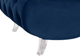 Crescent Velvet / Wood / Acrylic Contemporary Navy Velvet Accent Chair - 31" W x 34" D x 70" H