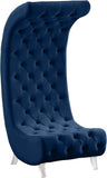 Crescent Velvet / Wood / Acrylic Contemporary Navy Velvet Accent Chair - 31" W x 34" D x 70" H