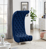 Crescent Velvet / Wood / Acrylic Contemporary Navy Velvet Accent Chair - 31" W x 34" D x 70" H