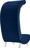 Crescent Velvet / Wood / Acrylic Contemporary Navy Velvet Accent Chair - 31" W x 34" D x 70" H