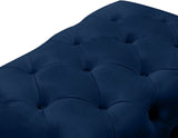 Crescent Velvet / Wood / Acrylic Contemporary Navy Velvet Ottoman - 30" W x 18" D x 18" H