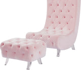 Crescent Velvet / Wood / Acrylic Contemporary Pink Velvet Accent Chair - 31" W x 34" D x 70" H