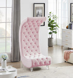 Crescent Velvet / Wood / Acrylic Contemporary Pink Velvet Accent Chair - 31" W x 34" D x 70" H