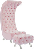 Crescent Velvet / Wood / Acrylic Contemporary Pink Velvet Accent Chair - 31" W x 34" D x 70" H