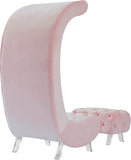 Crescent Velvet / Wood / Acrylic Contemporary Pink Velvet Accent Chair - 31" W x 34" D x 70" H