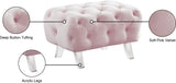 Crescent Velvet / Wood / Acrylic Contemporary Pink Velvet Ottoman - 30" W x 18" D x 18" H