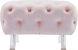 Crescent Velvet / Wood / Acrylic Contemporary Pink Velvet Ottoman - 30" W x 18" D x 18" H