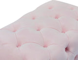 Crescent Velvet / Wood / Acrylic Contemporary Pink Velvet Ottoman - 30" W x 18" D x 18" H