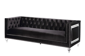 Heibero Contemporary Sofa with 2 Pillows Black Velvet(#) 56995-ACME