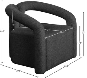 Otto Boucle Fabric / Metal / Plywood / Foam Contemporary Black Boucle Fabric Accent Chair - 33.5" W x 29.5" D x 27.5" H