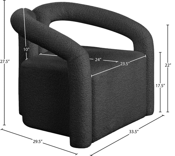 Otto Boucle Fabric / Metal / Plywood / Foam Contemporary Black Boucle Fabric Accent Chair - 33.5" W x 29.5" D x 27.5" H