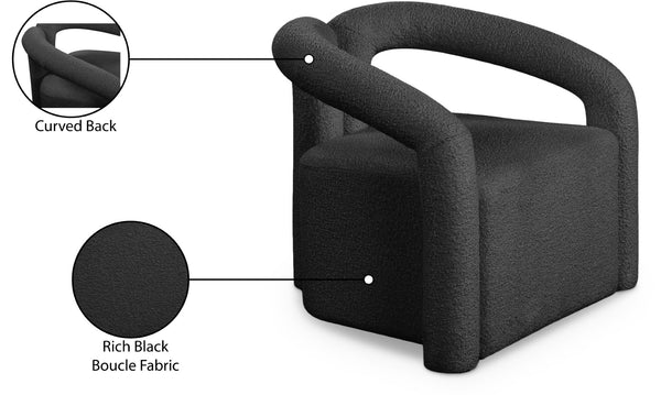 Otto Boucle Fabric / Metal / Plywood / Foam Contemporary Black Boucle Fabric Accent Chair - 33.5" W x 29.5" D x 27.5" H