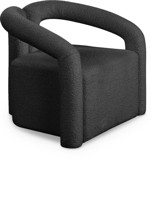 Otto Boucle Fabric / Metal / Plywood / Foam Contemporary Black Boucle Fabric Accent Chair - 33.5" W x 29.5" D x 27.5" H