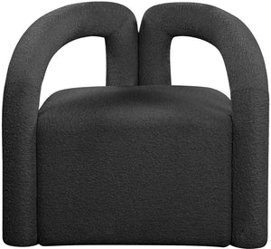 Otto Boucle Fabric / Metal / Plywood / Foam Contemporary Black Boucle Fabric Accent Chair - 33.5" W x 29.5" D x 27.5" H