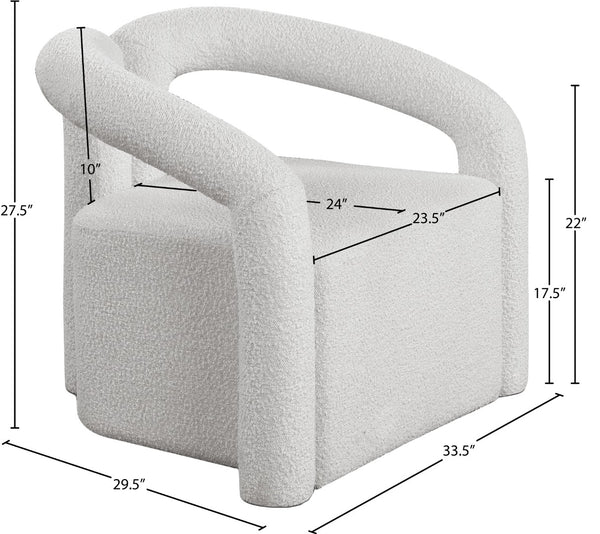 Otto Boucle Fabric / Metal / Plywood / Foam Contemporary Cream Boucle Fabric Accent Chair - 33.5" W x 29.5" D x 27.5" H