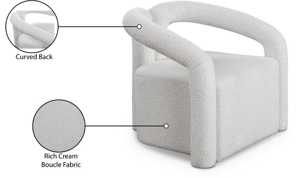 Otto Boucle Fabric / Metal / Plywood / Foam Contemporary Cream Boucle Fabric Accent Chair - 33.5" W x 29.5" D x 27.5" H